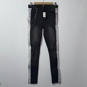 Boohooman Super Skinny Rip & Repair Biker Jeans men’s size 32R